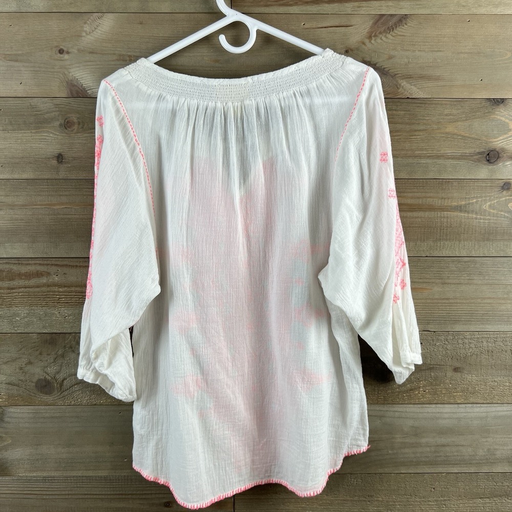 Maeve Anthropologie Womens Shirt Cotton Gauze Blouse Embroidered Beaded Size 4 - Picture 7 of 9